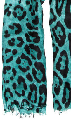 Dolce & Gabbana Leopard Print Fringe Scarf