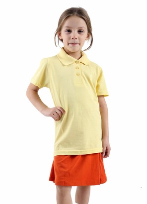 GW CLASSYOUTFIT® 2 X *Girls* Kids Plain(Pack of 2) Polo Tee T-Shirt School Shirts Uniform PE Top Gym Tops (Sky Blue 7-8YEARS)