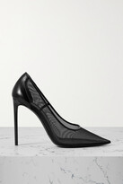 Thumbnail for your product : Saint Laurent Anja Mesh And Leather Pumps - Black