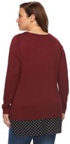 Thumbnail for your product : Croft & Barrow Plus Size Mock-Layer Crewneck Sweater