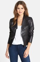Thumbnail for your product : Halogen Quilt Detail Leather Jacket