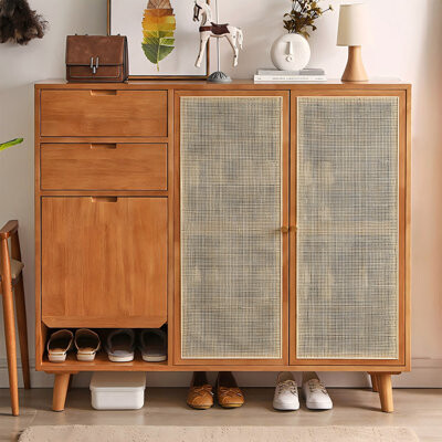 Coxambrey 47.24" Brown Solid wood Rubberwood Shoe Storage