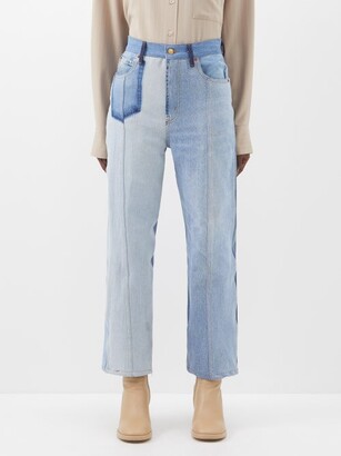 YCYU Women Patchwork Distressed Denim Jeans Hight Waist Color Block Bottom Straight Vintage Pants 