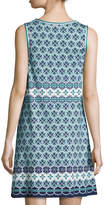 Thumbnail for your product : Max Studio Tile-Print Trapeze Dress, Blue Pattern