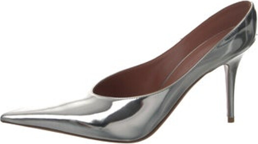 Amina Muaddi Anok Mules Black Patent Leather Pointed-Toes with Crystal Embellishments Includes Box & Dust Bag