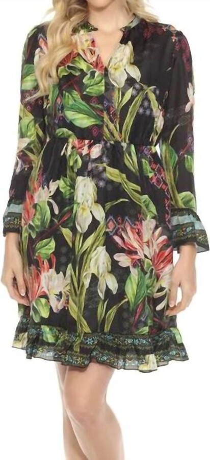 Johnny Was Mitra Dress (Slip) In Iris Whisper Scarf Print