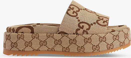 Womens Camel Ebony Angelina Gg Lamé Slide Sandals Eur 42/ 9 Uk Women