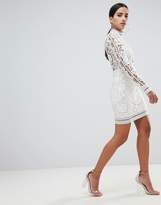 Thumbnail for your product : Missguided Crochet Lace Long Sleeve Mini Dress