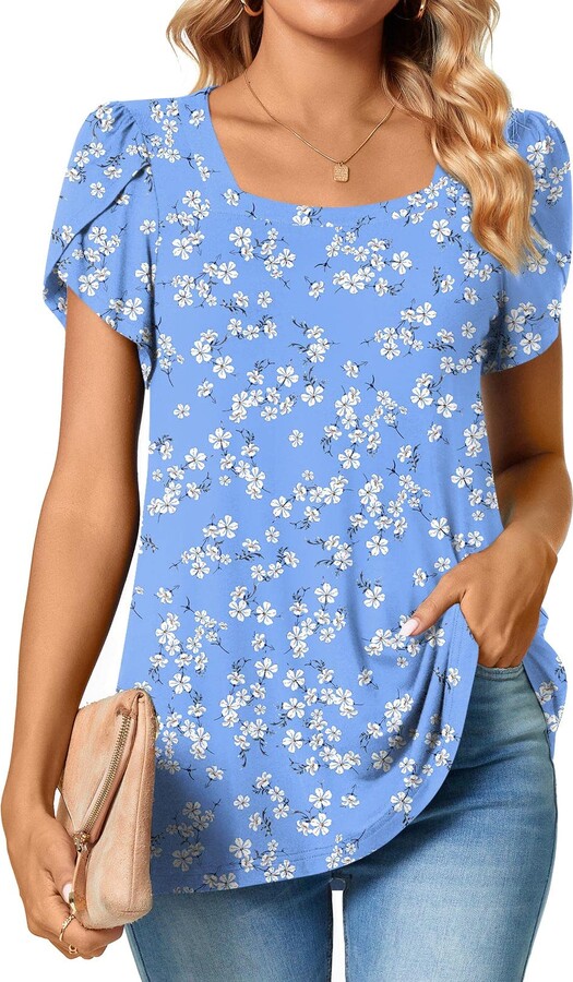Lotusmile Blouses for Women Dressy Casual, Ladies Chiffon Layered Dressy  Tops for Evening Wear Scoop Neck Formal Work Clothe Summer Tunic Dress Shirt  Floral Petite Blouse Elegant Wedding Tops at  Women's