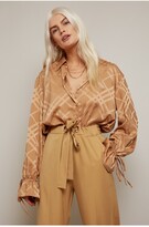 Thumbnail for your product : Little Mistress Joanie Camel Oversized Satin Shirt