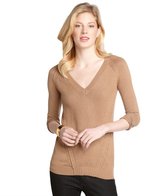 Thumbnail for your product : Burberry camel vneck cashmere blend sweater