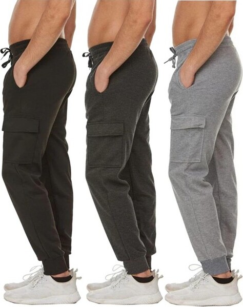 Blue Ice BlueIceMen'sSlimFitFleeceJoggerSweatpantswithVelcroCargoPockets-3Pack