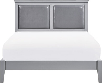 Red Barrel Studio Panel Bed With Gray Upholstery, Wooden Bedroom Essential Item Piece Classic Upholstered Headboard Bed, Furniture