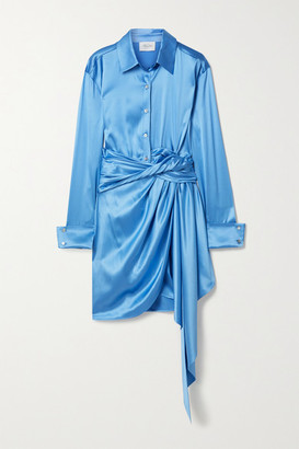 Redemption Tie-front Silk-blend Satin Mini Dress - Blue
