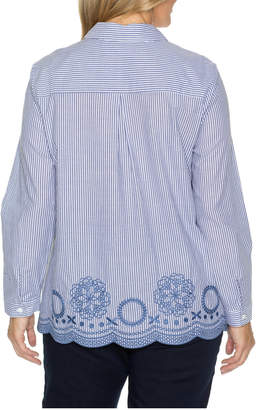 Long Sleeve Embroidered Hem Shirt