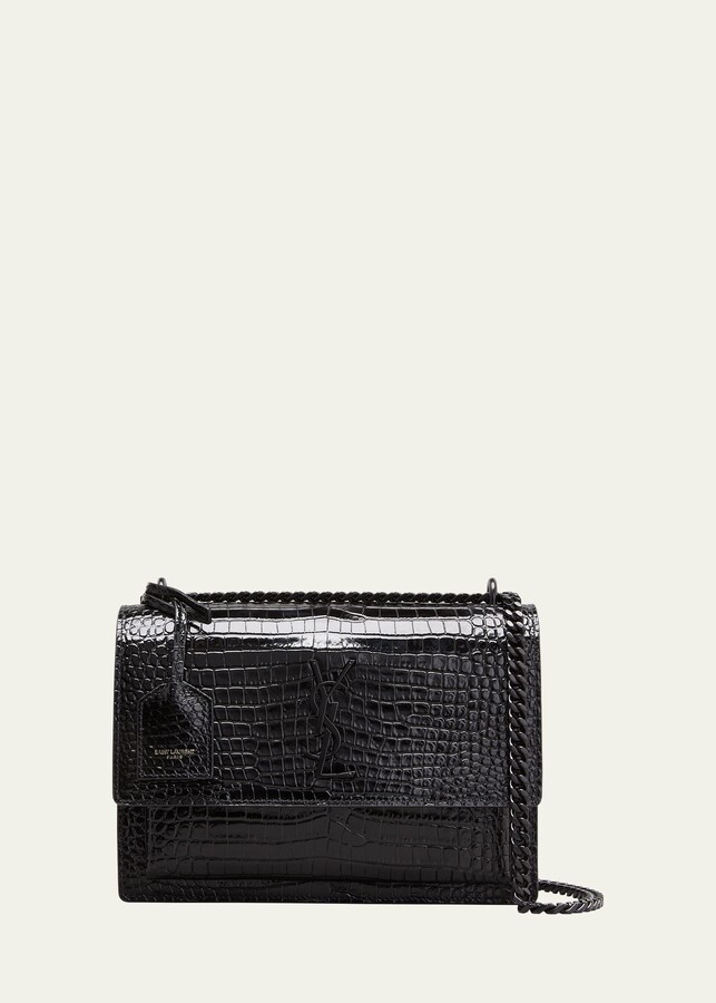 Saint Laurent Sunset crocodile-embossed mini bag - ShopStyle