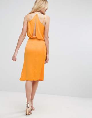 ASOS DESIGN Wrap Front Cami Midi Dress with Thigh Splits