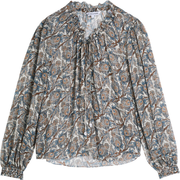 Veronica Beard Hickory Printed Silk-blend Blouse