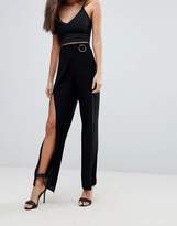 Thumbnail for your product : Club L Ring Detailed Open Split Slinky Pant