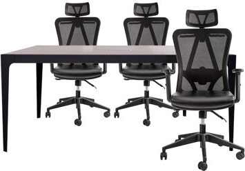 Inbox Zero Conference Meeting Table With Office Chairs For 6 Persons (Light Elm)