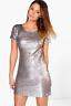 boohoo Womens Boutique Kai Sequin Bodycon Dress in Grey size 12