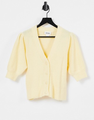 Monki Puffy short-sleeved cardigan in yellow