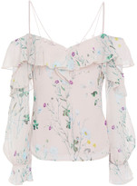 Thumbnail for your product : Self-Portrait Cold-shoulder Ruffled Floral-print Chiffon Top