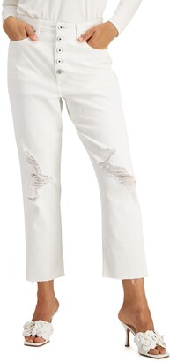 INC International Concepts Women's High Rise Ripped Mom Jeans, Created for Macy's