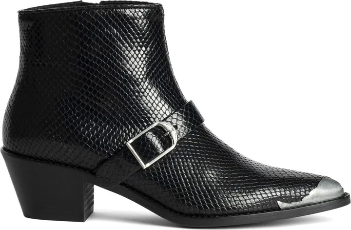 Zadig & Voltaire Tylow Wild Mirror buckled cowboy boots