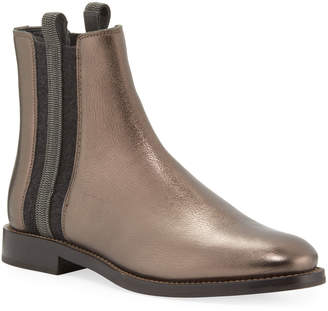 Brunello Cucinelli Metallic Leather Chelsea Boots