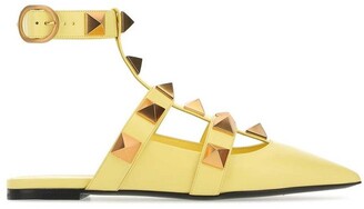 pointed toe yellow flats