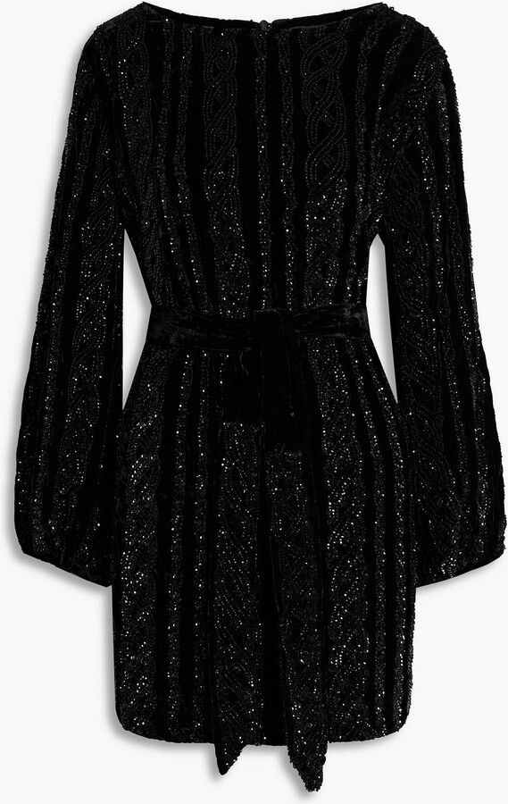 retrofete Grace velvet-trimmed sequined chiffon mini dress ShopStyle