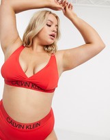 Thumbnail for your product : Calvin Klein high apex triangle bikini top in red