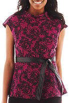 Thumbnail for your product : JCPenney Worthington Belted Peplum Top