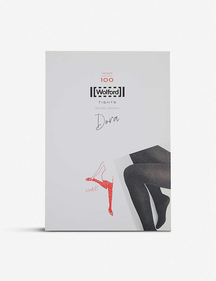 Wolford Dora metallic shimmer 100 denier tights ShopStyle Hosiery