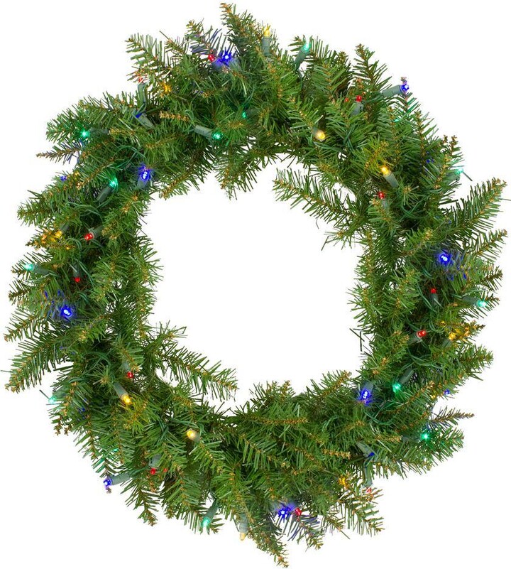 Northlight 24 in. Green Pre-Lit Rockwood Pine Artificial Christmas Wreath with 50 Multi LED Lights