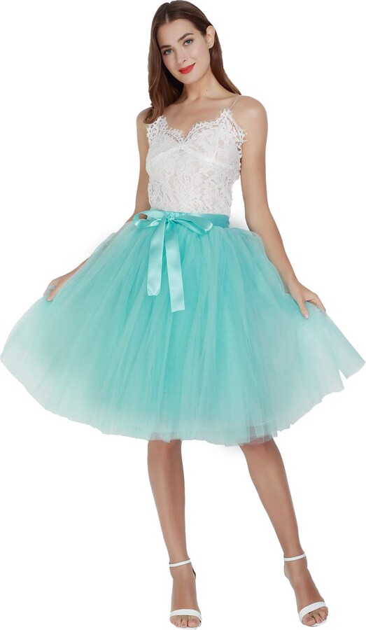 Jupon Hoopless Tulle Jupe Tutu Abito Jupon Crinolina 50s Rockabilly Retro Underskirt Vintage Petticoat Femme Jupes Jupons(Blanc,32