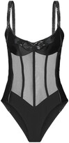 Thumbnail for your product : David Koma Patent-leather And Tulle Bodysuit