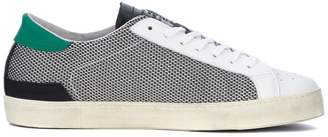 D.A.T.E Hill Low Argegno White And Black Fabric And Leather Sneaker