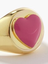 Thumbnail for your product : Wilhelmina Garcia Heart Enamel & 18kt Gold-vermeil Signet Ring - Pink Gold