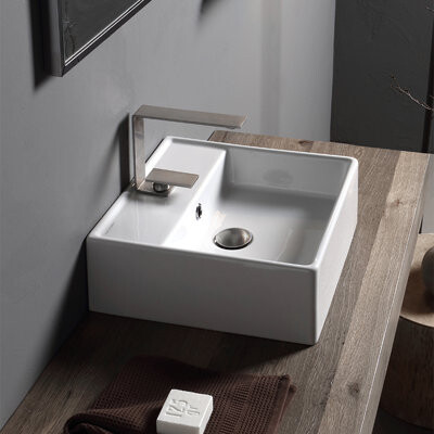 Scarabeo by Nameeks Teorema Ceramic 16" Wall Mount Bathroom Sink with Overflow