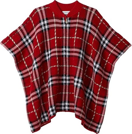 Burberry Children Grela Check Cape (little Kids/Big Kids) Girl's Coat Poppy Red Ip Check : MD (Little Kid), Wool