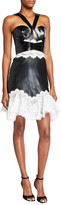 Thumbnail for your product : Alexander McQueen Lace Paneled Halter Leather Dress
