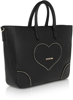 Love Moschino Black Eco-Leather Heart Tote Bag