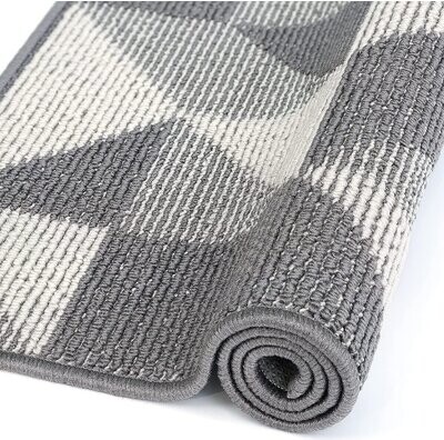 HUTEC 3D Cube Matrix Flannel in and Out Welcome mat Bathroom Entrance Absorbent mat Non-Slip Indoor and Outdoor Carpet 15.7 X 23.5 inches 