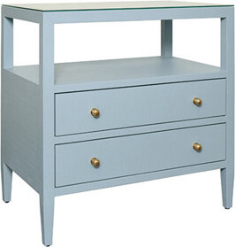 Worlds Away Douglas Glass Top 2 - Drawer End Table