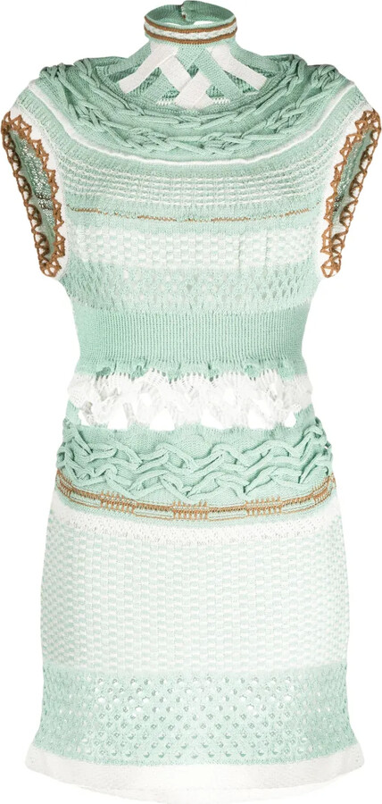 Mame Kurogouchi Bamboo basket-pattern dress