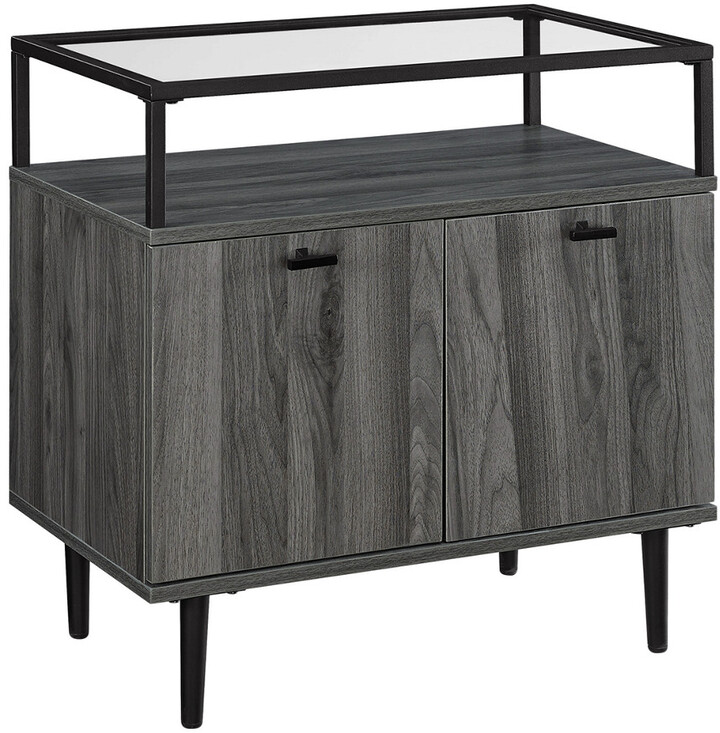 Hewson Modern Glass Top 2Door Side Table ShopStyle