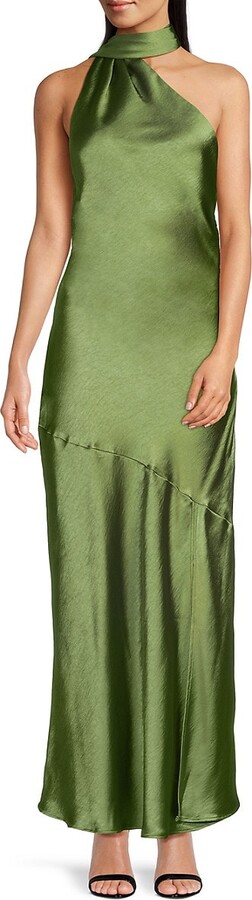 Bebe Sash Cowlback Satin Maxi Dress