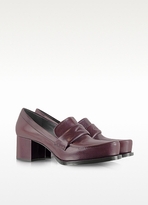Thumbnail for your product : Jil Sander Burgundy Leather Loafer Pumps